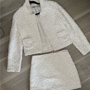 ZW COLLECTION SEQUIN CROPPED JACKET & SKIRT SET